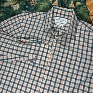 Mizzen Main Leeward Button Up Long Sleeve Shirt Mens XL Trim Fit Plaid Stretch